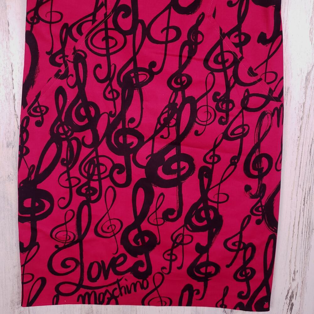NWT Love Moschino Fuchsia Music Note Sheath Sleeveless Dress Women's Size 8 - Picture 4 of 11